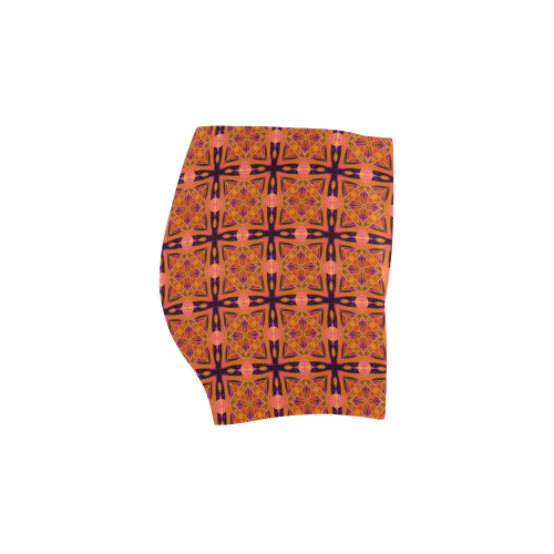 Peach Purple Abstract Moroccan Lattice Quilt Briseis Skinny Shorts (Model L04)