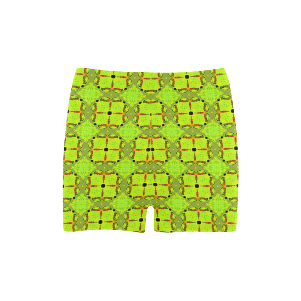 Lime Gold Geometric Squares Diamonds Briseis Skinny Shorts (Model L04)
