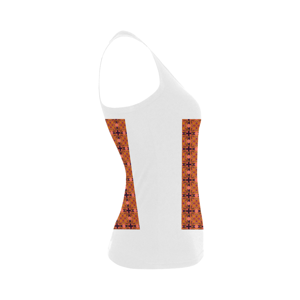 Peach Purple Abstract Moroccan Lattice Quilt Women's Shoulder-Free Tank Top (Model T35)