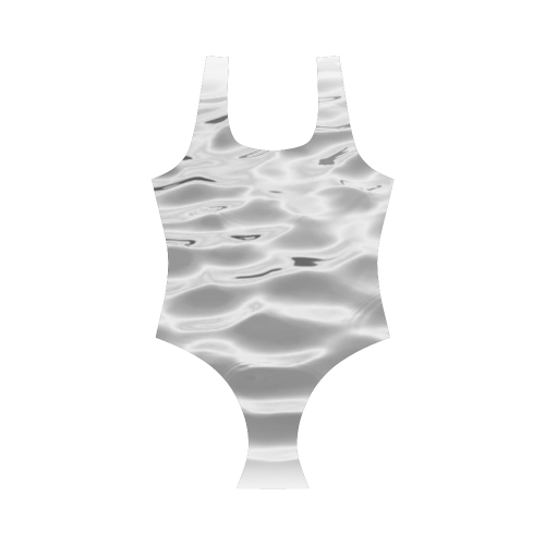 Grey Water Waves Vest One Piece Swimsuit (Model S04)