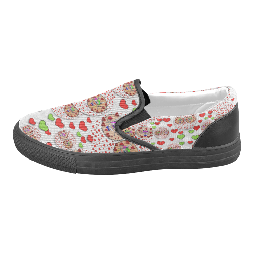 Love Bunnies in peace and Popart Men's Slip-on Canvas Shoes (Model 019)