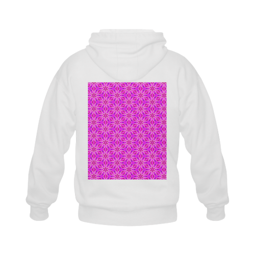 Pink Snowflakes Spinning in Winter Abstract Gildan Full Zip Hooded Sweatshirt (Model H02)