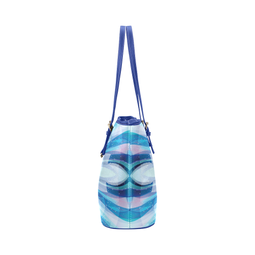 Abstract Blue Leather Tote Bag/Large (Model 1651)