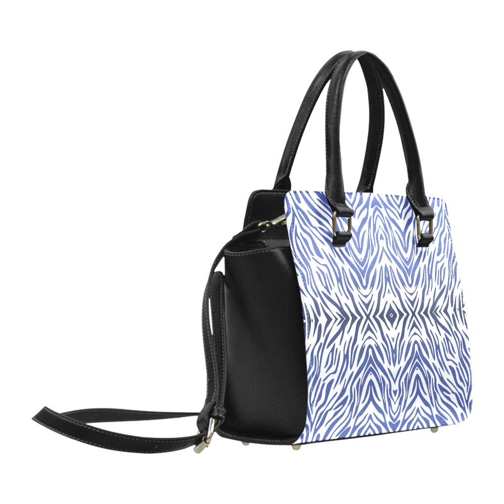 Blue Zebra Print Pattern Classic Shoulder Handbag (Model 1653)