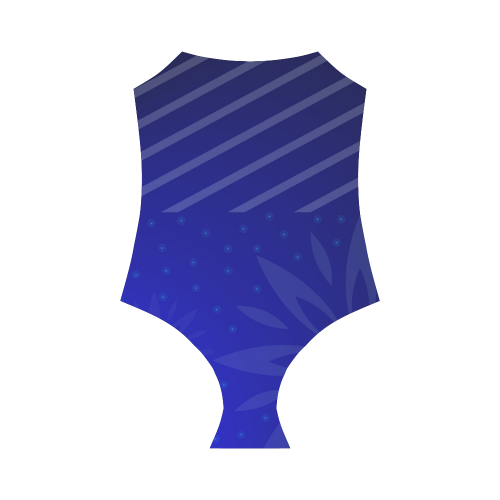 Blue flowers Light Stripes Strap Swimsuit ( Model S05)
