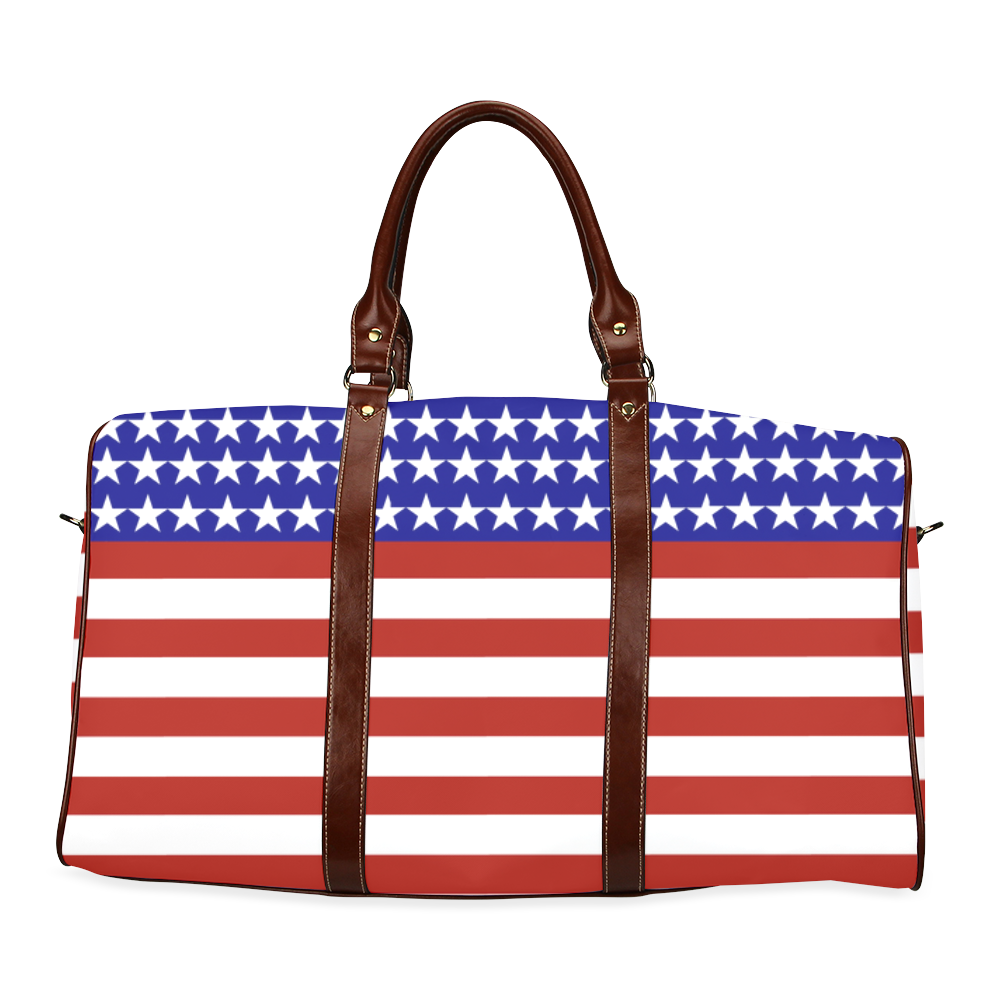 USA Patriotic Stars & Stripes Waterproof Travel Bag/Large (Model 1639)