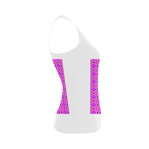 Circle Lattice of Floral Pink Violet Modern Quilt Women's Shoulder-Free Tank Top (Model T35)