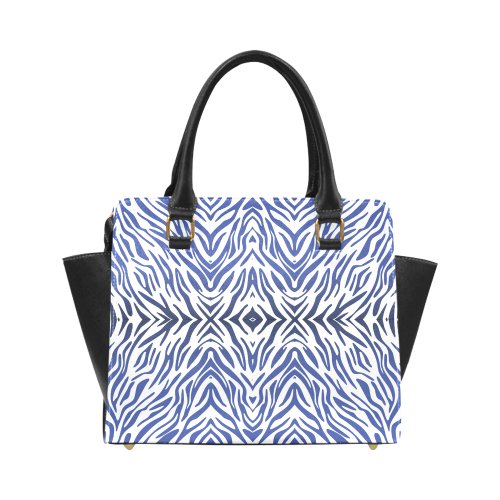 Blue Zebra Print Pattern Classic Shoulder Handbag (Model 1653)