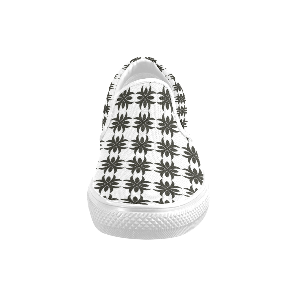 Stunning black and white 13 Men's Slip-on Canvas Shoes (Model 019)