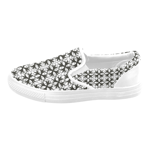 stunning black and white 10 Men's Slip-on Canvas Shoes (Model 019)
