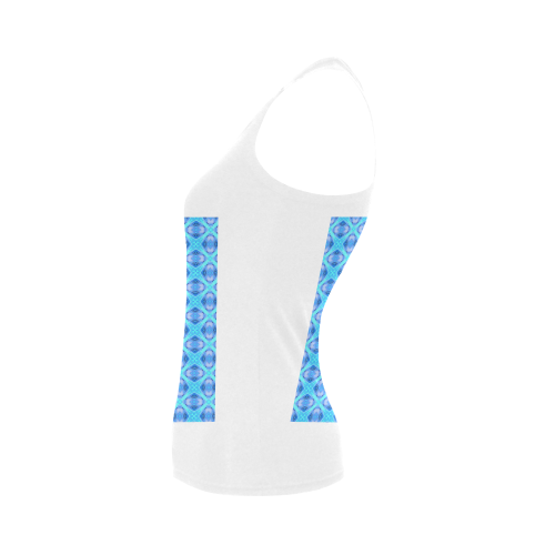 Abstract Circles Arches Lattice Aqua Blue Women's Shoulder-Free Tank Top (Model T35)