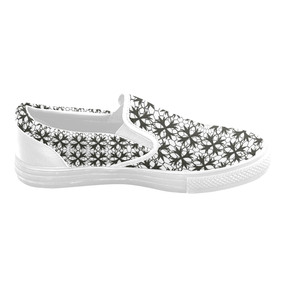 stunning black and white 10 Men's Slip-on Canvas Shoes (Model 019)