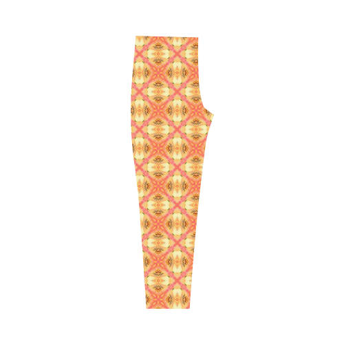 Peach Pineapple Abstract Circles Arches Capri Legging (Model L02)