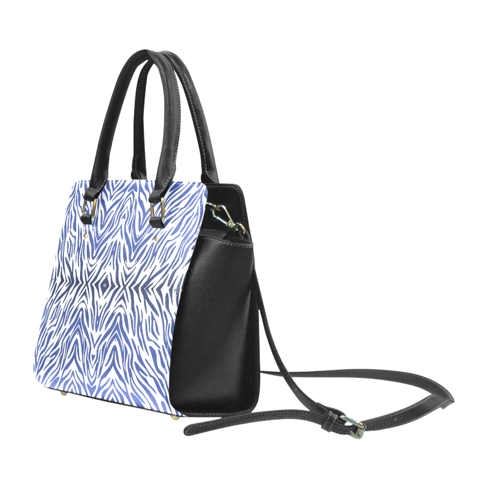 Blue Zebra Print Pattern Classic Shoulder Handbag (Model 1653)