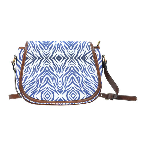 Blue Zebra Print Pattern Saddle Bag/Small (Model 1649) Full Customization