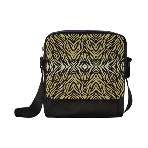 Gold Black Zebra Print Pattern Crossbody Nylon Bags (Model 1633)