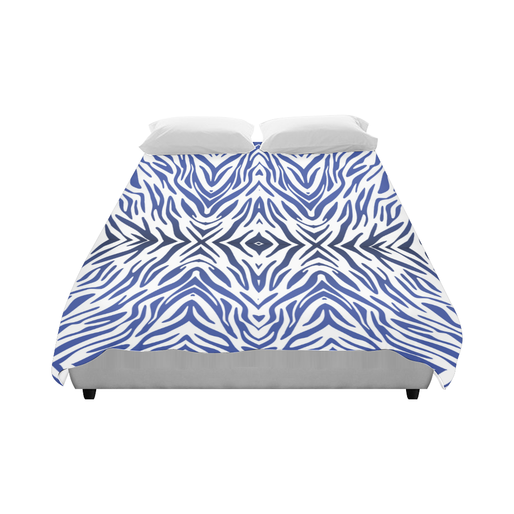 Blue Zebra Print Pattern Duvet Cover 86"x70" ( All-over-print)