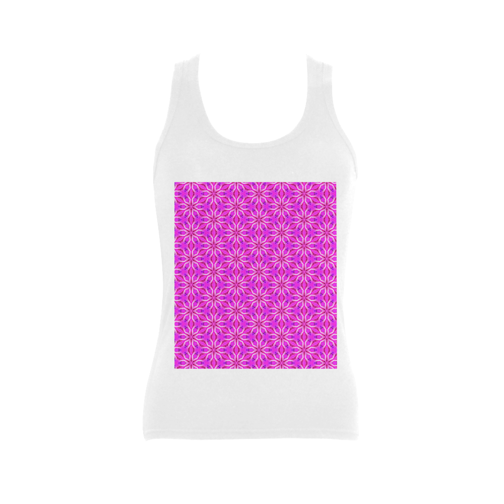 Pink Snowflakes Spinning in Winter Abstract Women's Shoulder-Free Tank Top (Model T35)