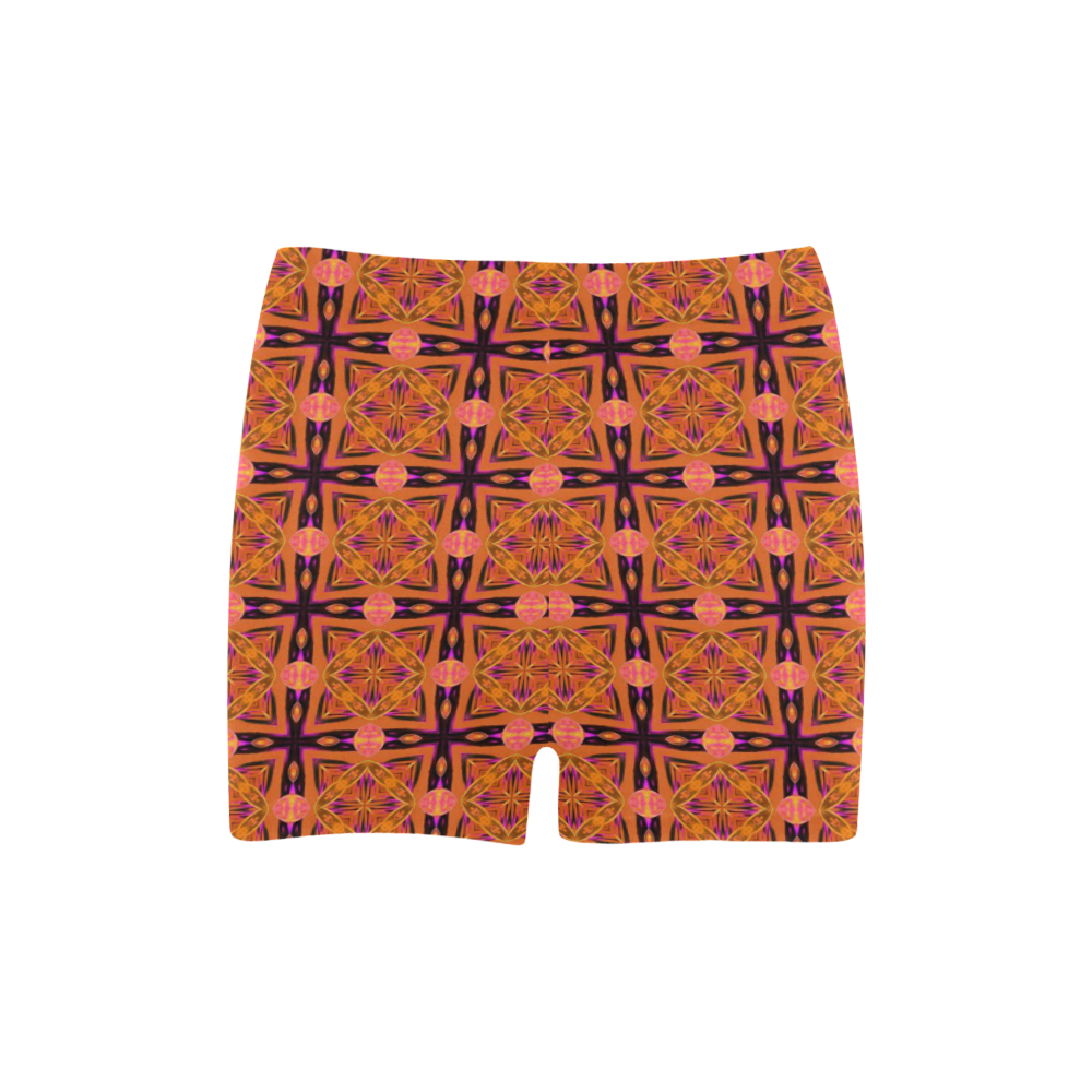 Peach Purple Abstract Moroccan Lattice Quilt Briseis Skinny Shorts (Model L04)