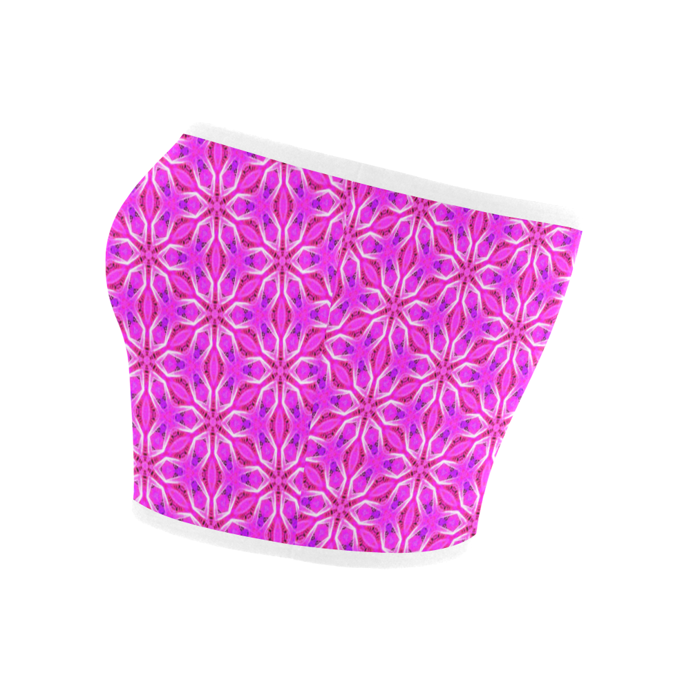 Pink Snowflakes Spinning in Winter Abstract Bandeau Top