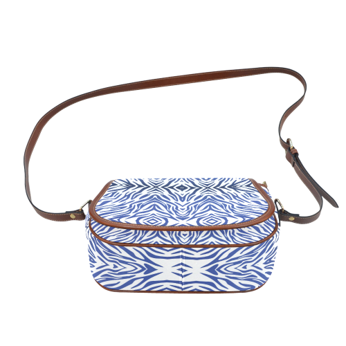 Blue Zebra Print Pattern Saddle Bag/Small (Model 1649) Full Customization