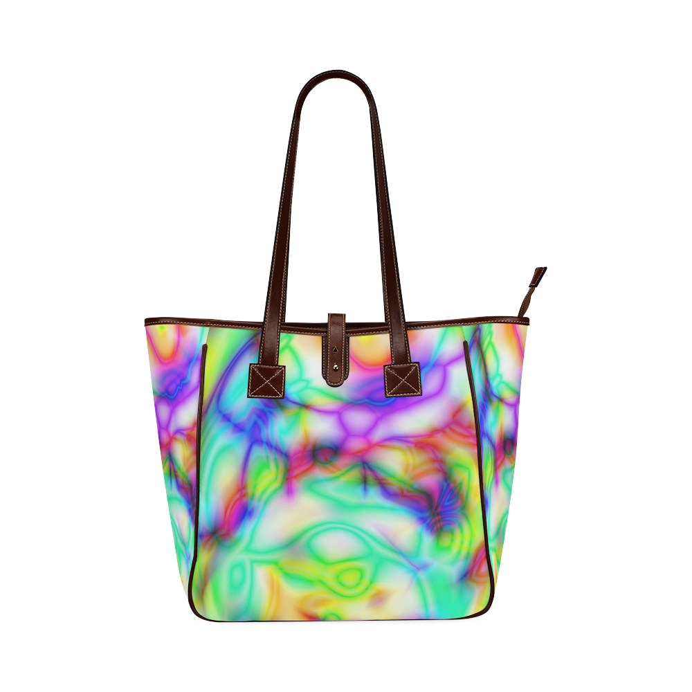 tropical ink blue yellow purple pattern ZT03 Classic Tote Bag (Model 1644)