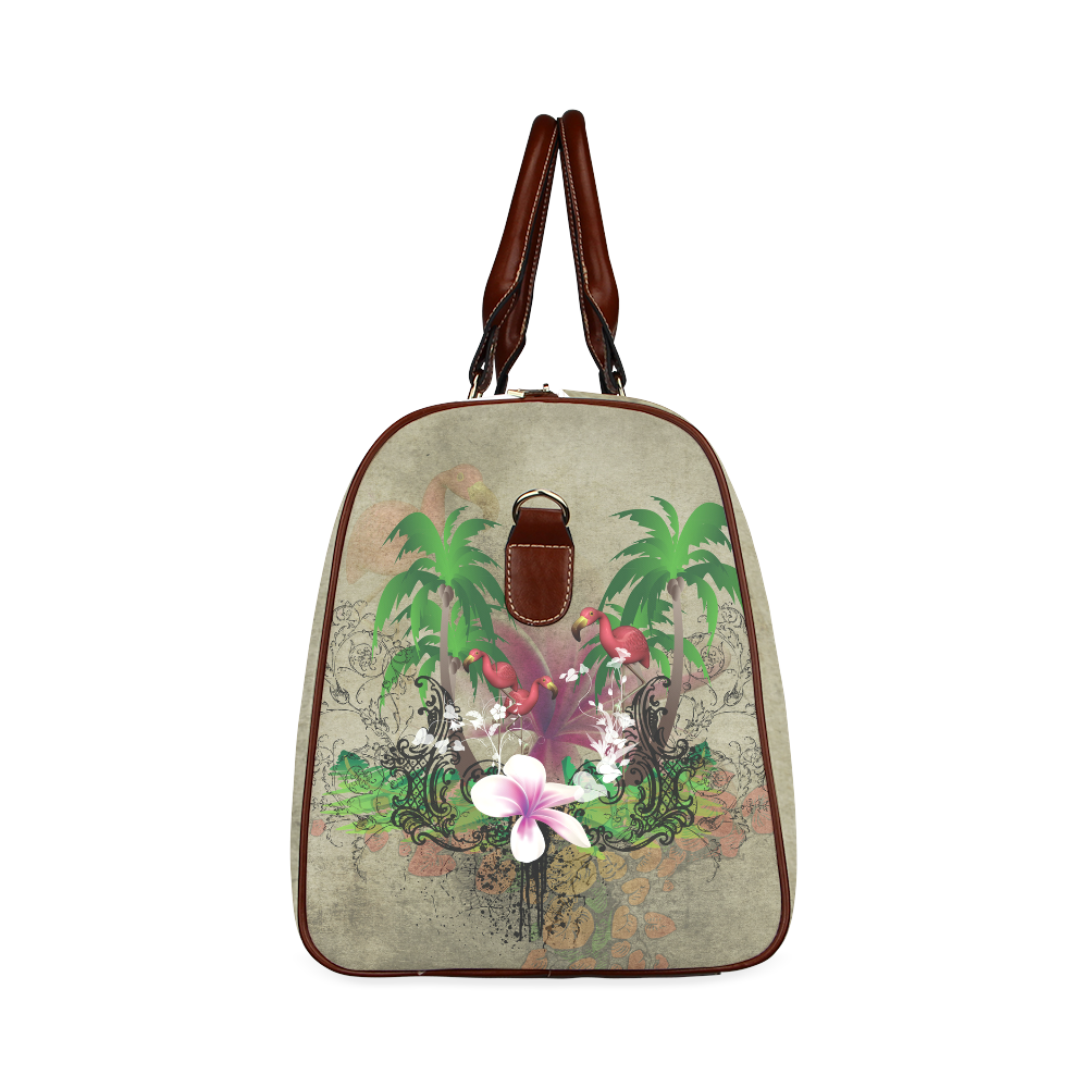 Wonderful tropical design with flamingos Waterproof Travel Bag/Small (Model 1639)