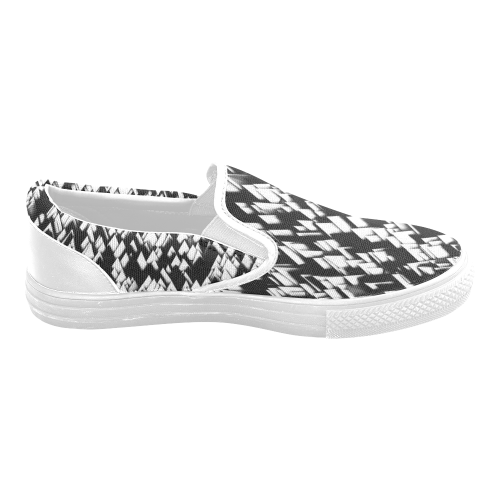 stunning black and white 04 Men's Slip-on Canvas Shoes (Model 019)