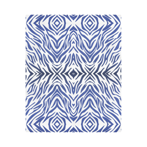 Blue Zebra Print Pattern Duvet Cover 86"x70" ( All-over-print)