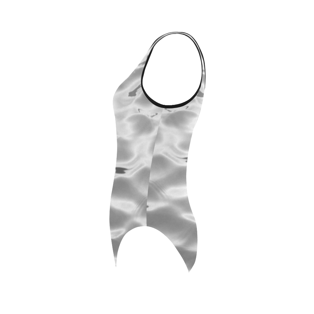 Grey Water Waves Vest One Piece Swimsuit (Model S04)
