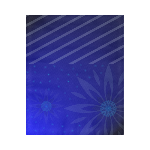 Blue flowers Light Stripes Duvet Cover 86"x70" ( All-over-print)