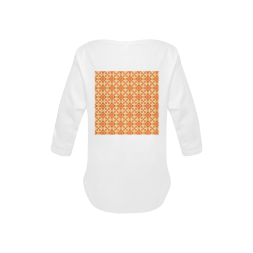 Peach Pineapple Abstract Circles Arches Baby Powder Organic Long Sleeve One Piece (Model T27)