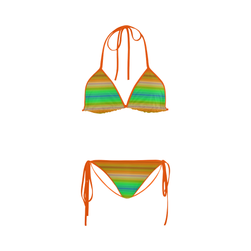 Bright Stripes green orange colors Custom Bikini Swimsuit