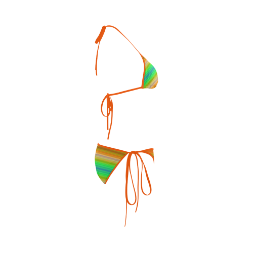 Bright Stripes green orange colors Custom Bikini Swimsuit