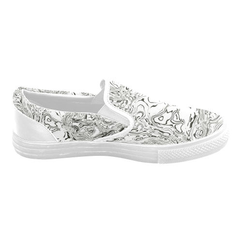 stunning black and white 11 Men's Slip-on Canvas Shoes (Model 019)