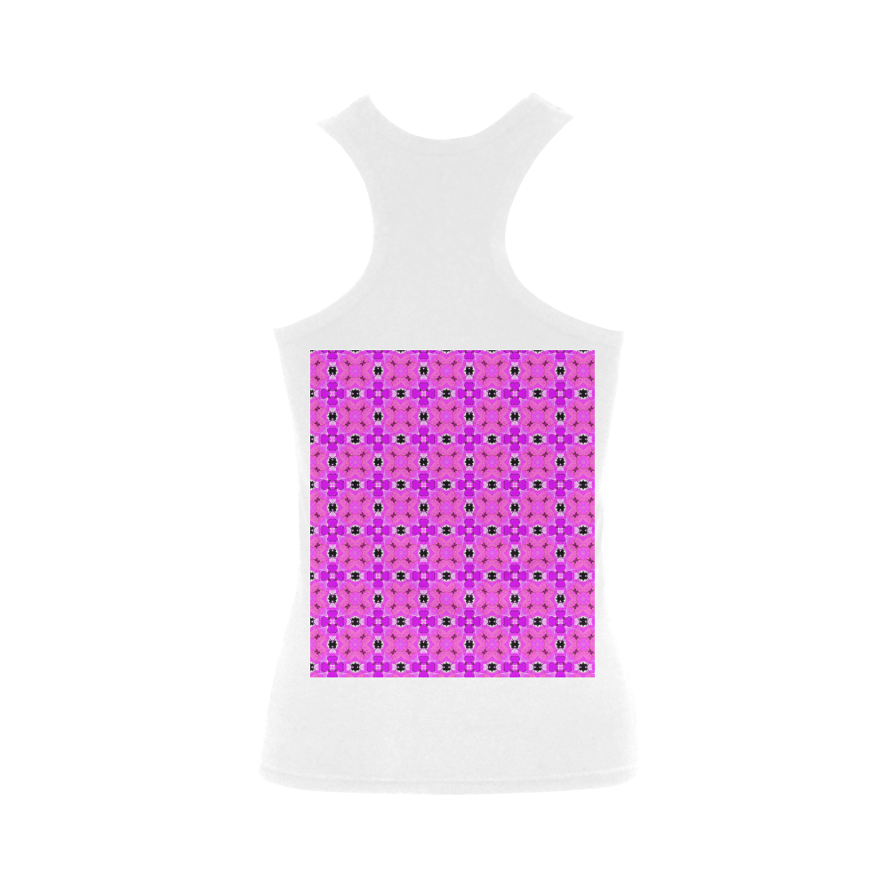 Circle Lattice of Floral Pink Violet Modern Quilt Women's Shoulder-Free Tank Top (Model T35)