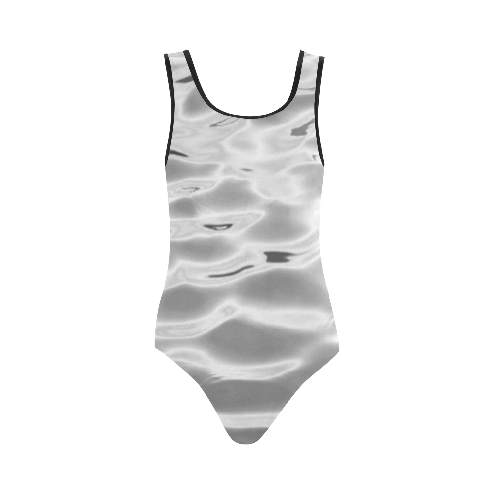 Grey Water Waves Vest One Piece Swimsuit (Model S04)