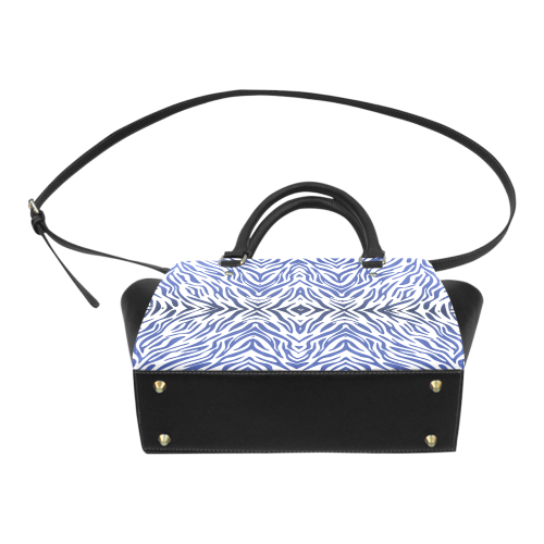 Blue Zebra Print Pattern Classic Shoulder Handbag (Model 1653)