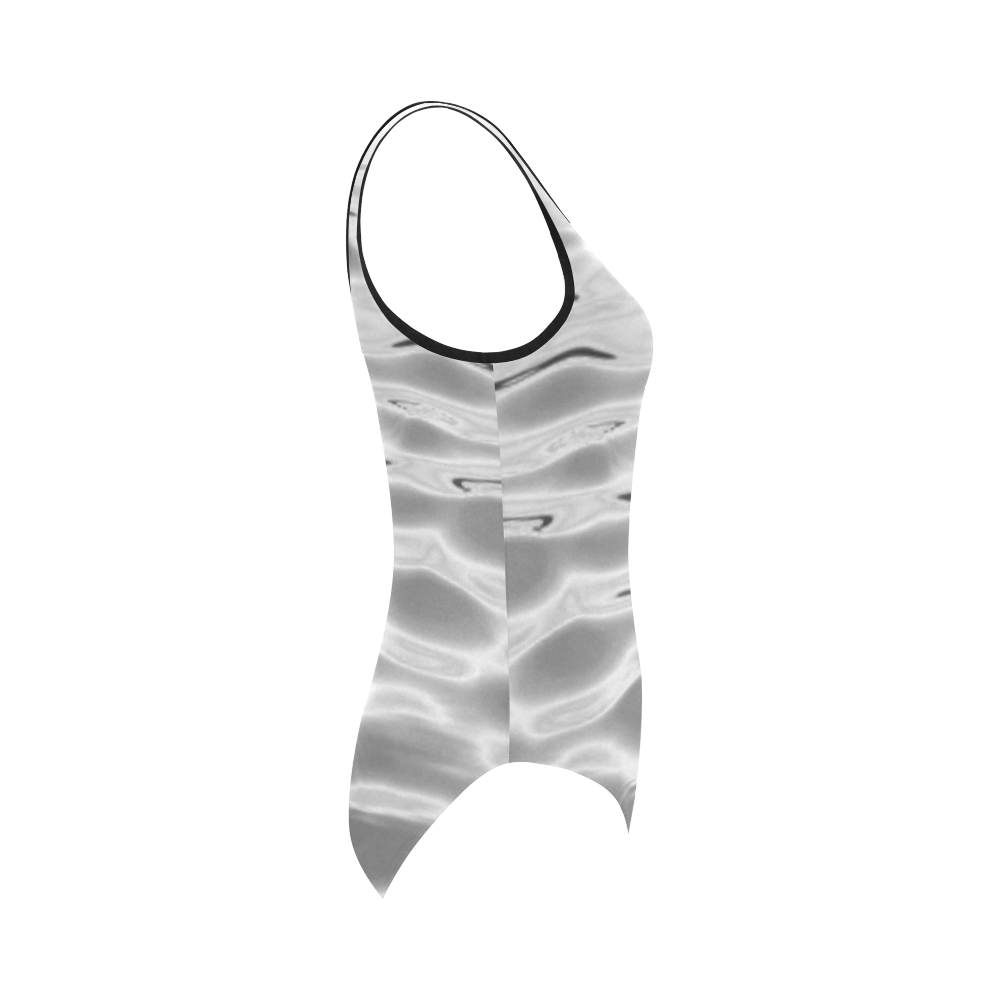 Grey Water Waves Vest One Piece Swimsuit (Model S04)