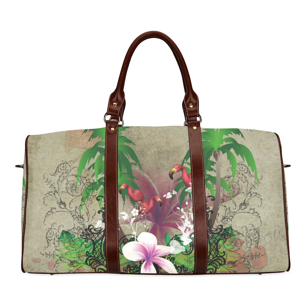 Wonderful tropical design with flamingos Waterproof Travel Bag/Small (Model 1639)