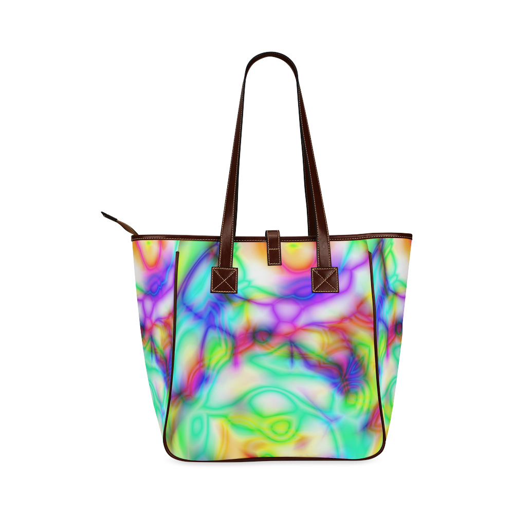 tropical ink blue yellow purple pattern ZT03 Classic Tote Bag (Model 1644)