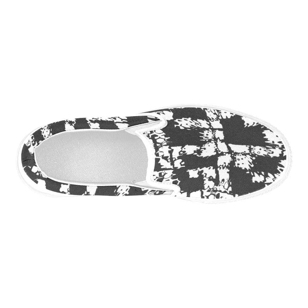 stunning black and white 06 Men's Slip-on Canvas Shoes (Model 019)