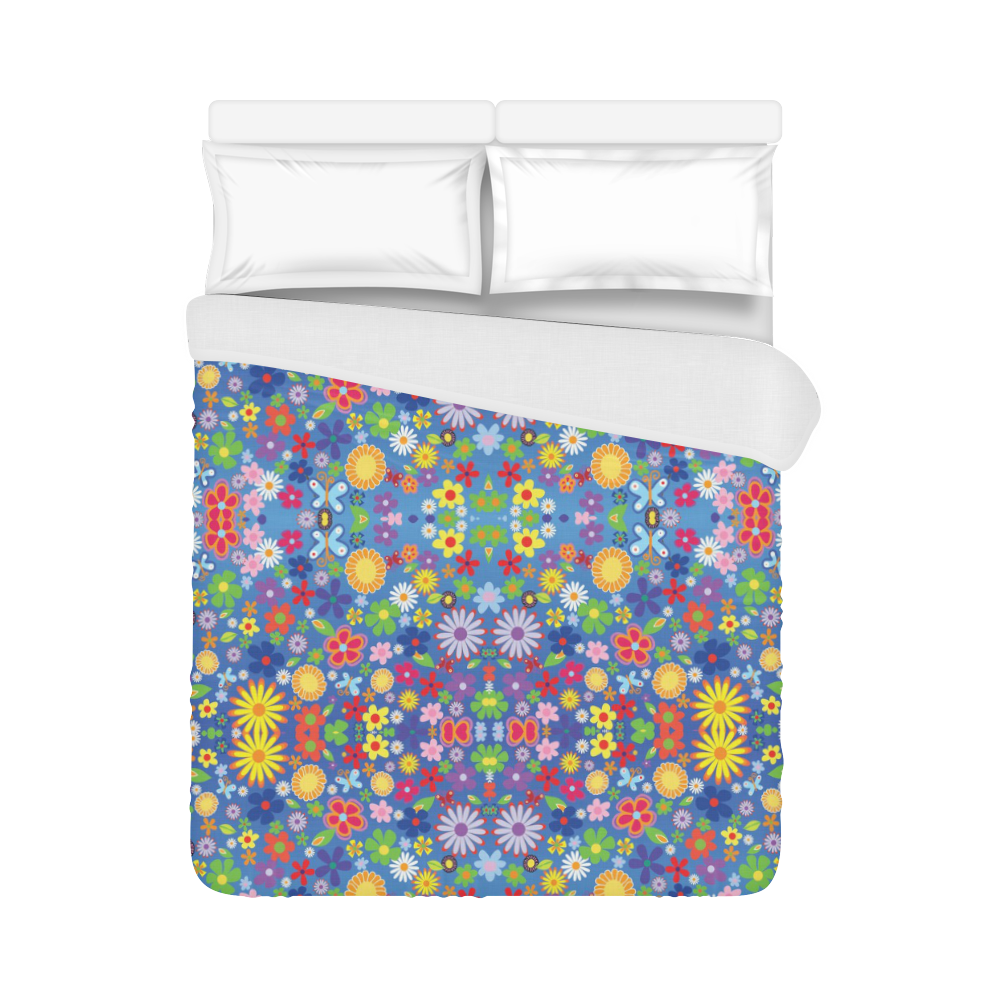 Colorful Flowers Pattern Duvet Cover 86"x70" ( All-over-print)