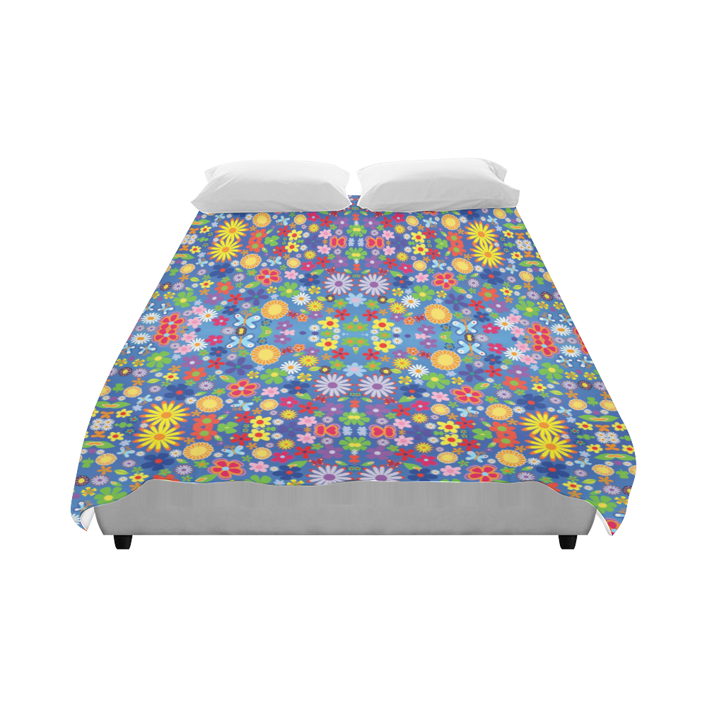 Colorful Flowers Pattern Duvet Cover 86"x70" ( All-over-print)