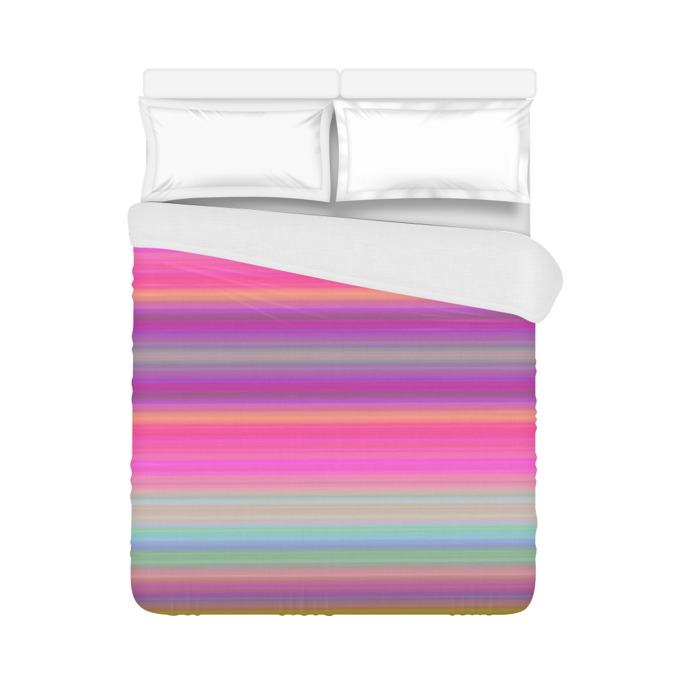 Bright Stripes Girly Pink Colors Duvet Cover 86"x70" ( All-over-print)