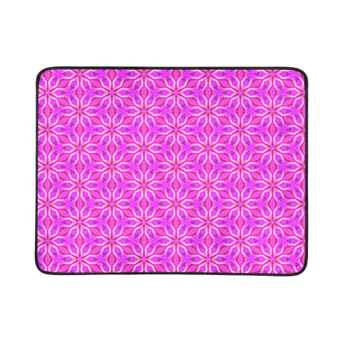 Pink Snowflakes Spinning in Winter Abstract Beach Mat 78"x 60"