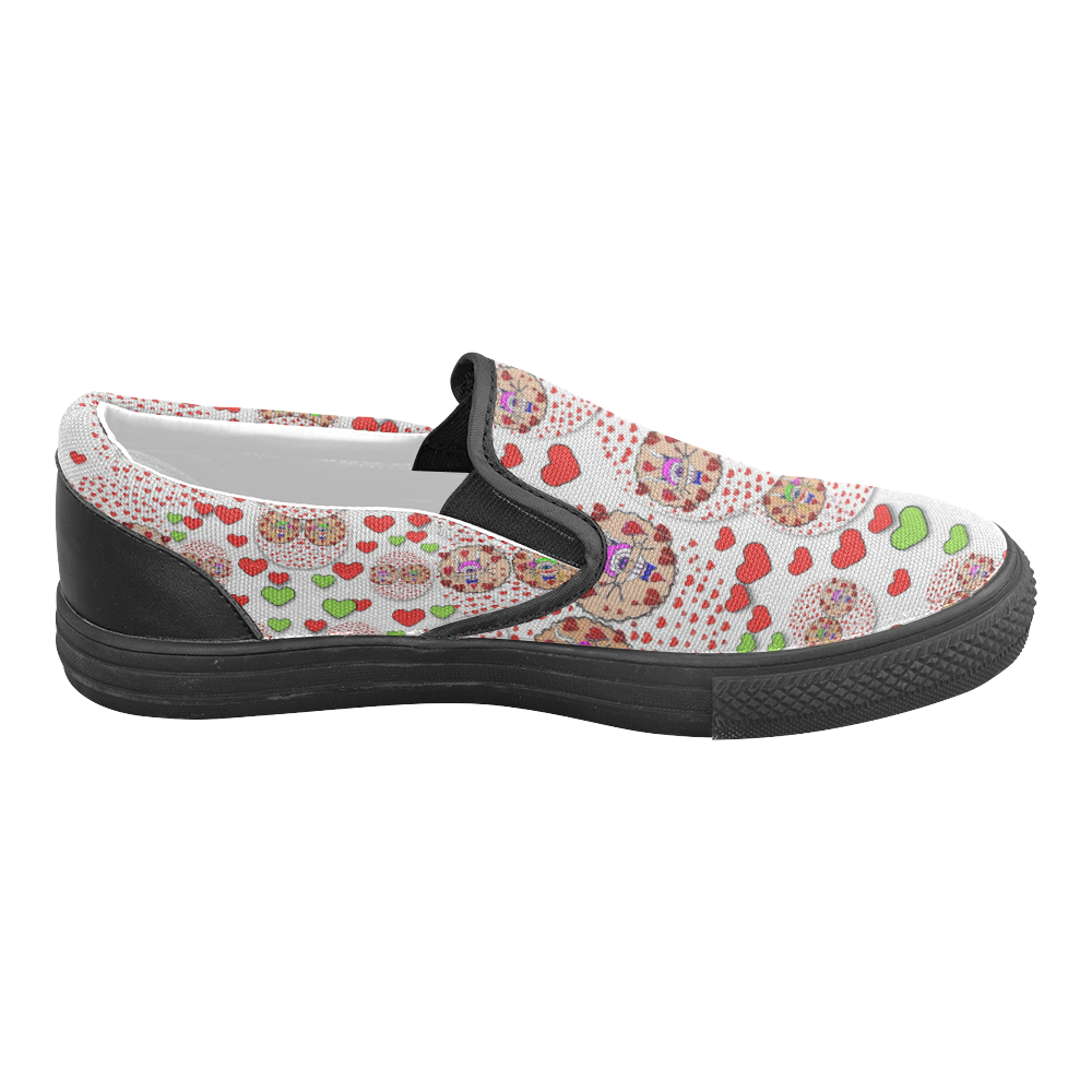 Love Bunnies in peace and Popart Men's Slip-on Canvas Shoes (Model 019)