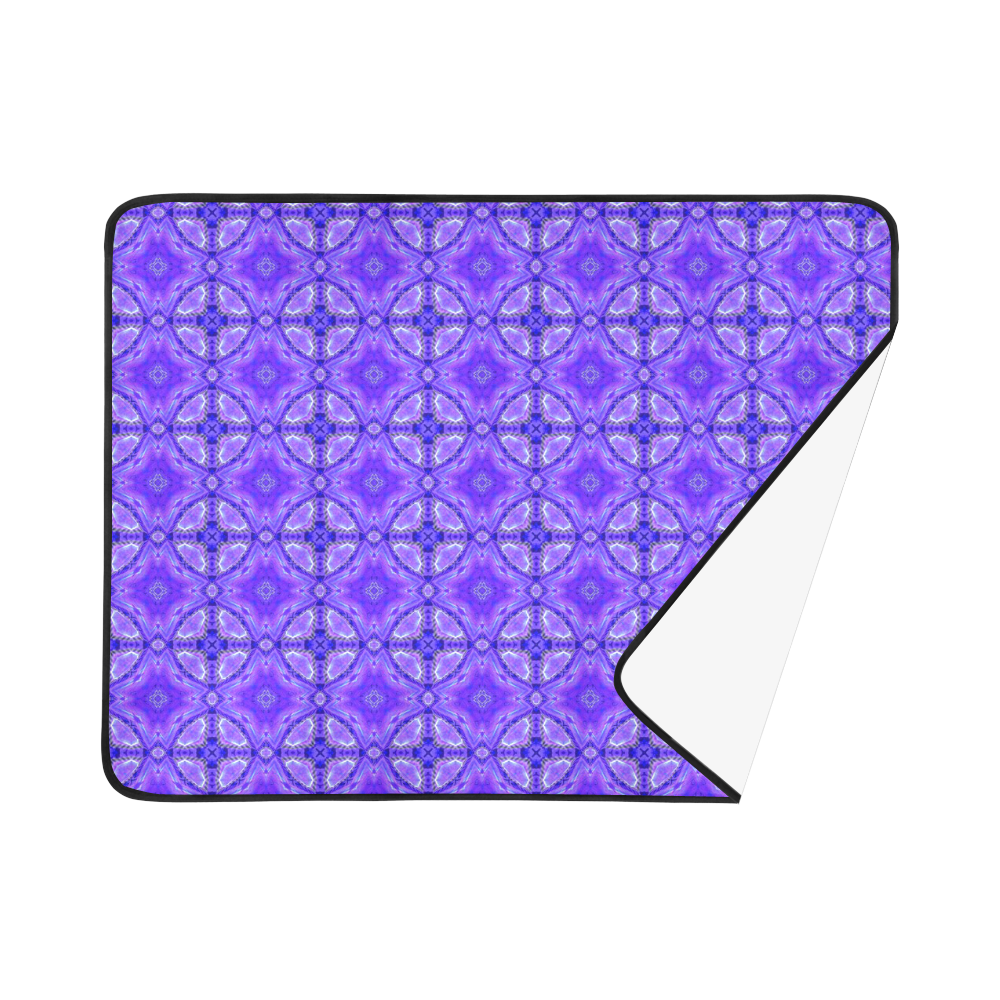 Purple Abstract Flowers, Lattice, Circle Quilt Beach Mat 78"x 60"