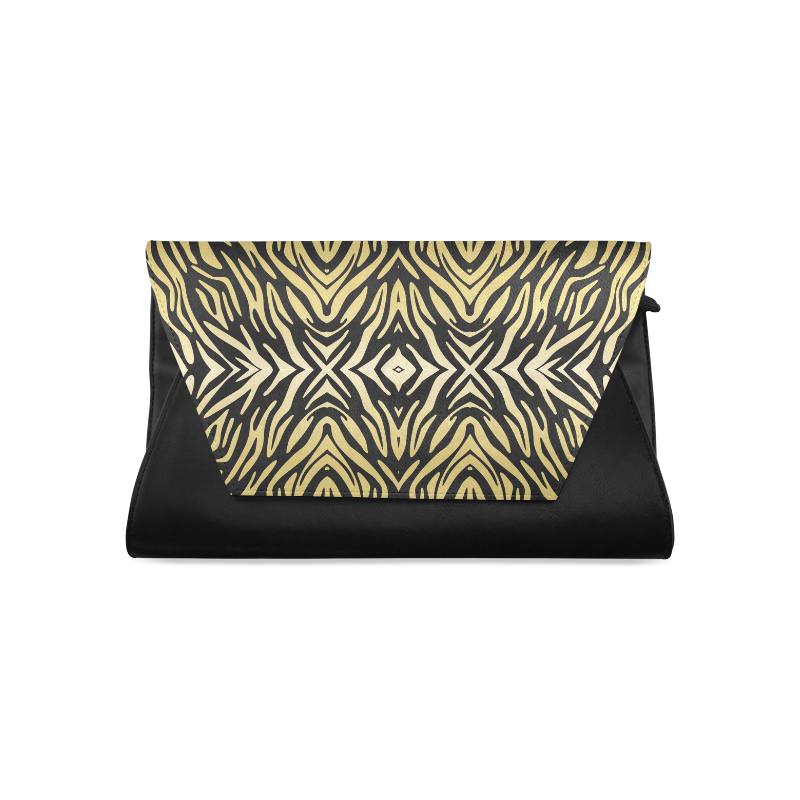 Gold Black Zebra Print Pattern Clutch Bag (Model 1630)