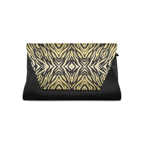 Gold Black Zebra Print Pattern Clutch Bag (Model 1630)